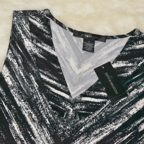 NWT 89th & Madison Sleeveless Blouse Black White S - Picture 8 of 9
